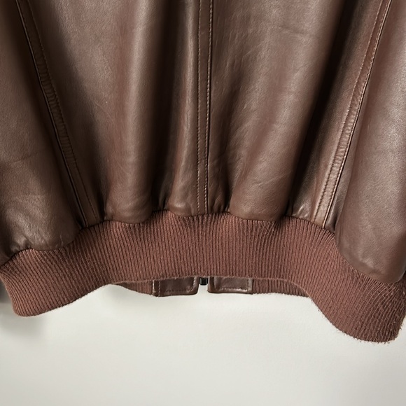 Italian men's genuine leather bomber jacket, warm, brown, size XXL made in Italy - Picture 6 of 13
